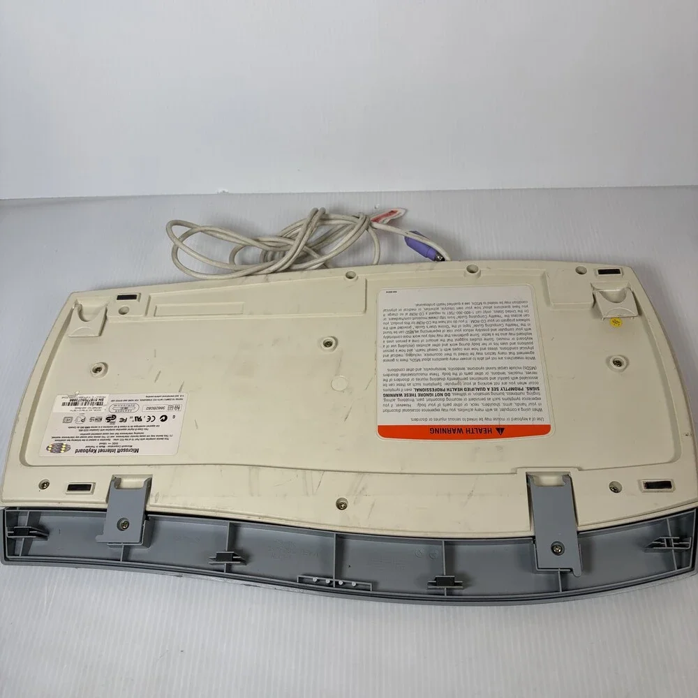Vintage Microsoft Internet Keyboard PS/2 Wired Beige Gray Full-Size Multimedia